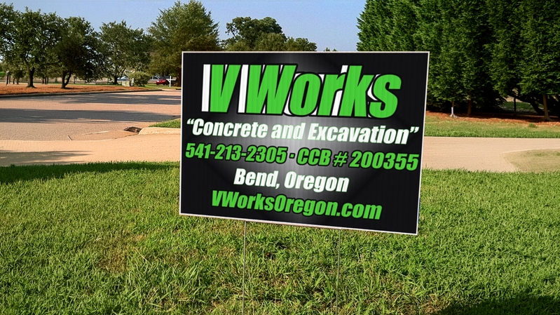 V Works Concrete And Excavation Yard Sign