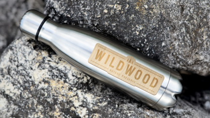 Wood sticker on water bottle