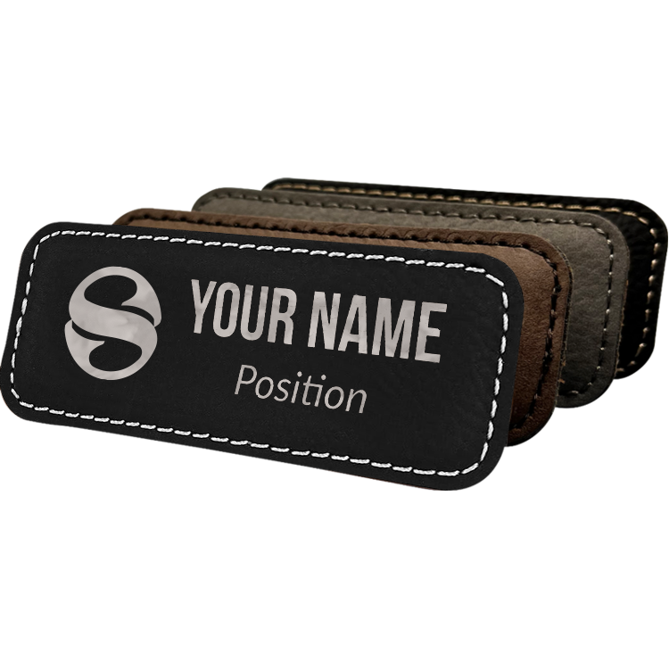 Custom Magnetic Name Tags, Oval, Faux Leather